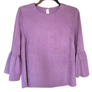 3/$15 Purple Bell Sleeve Soft Blouse Size Medium